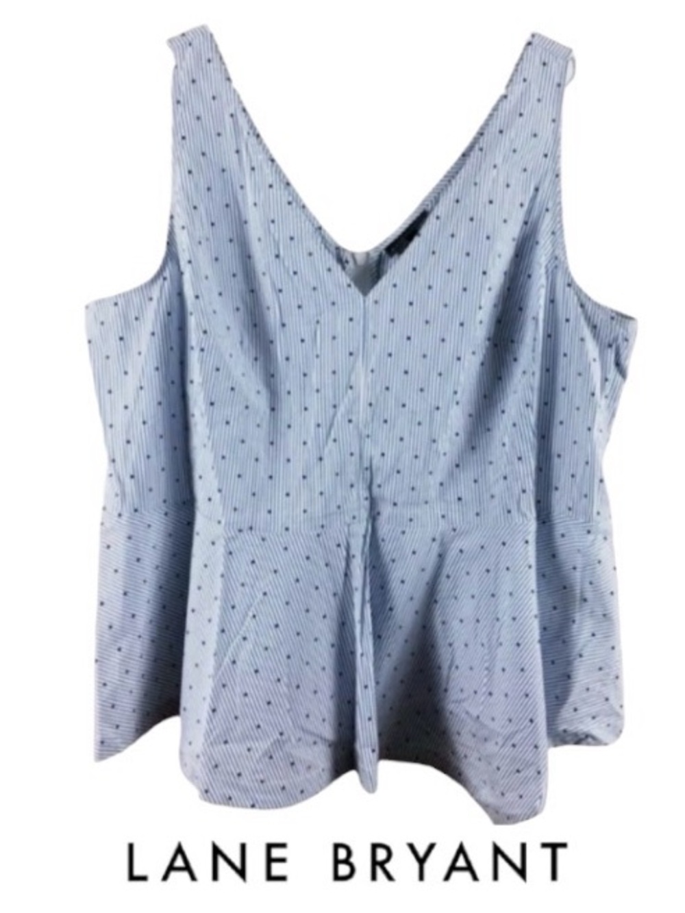 26W Lane Bryant Cotton Peplum Print Top with Asymmetrical Hem and Zipper Detail